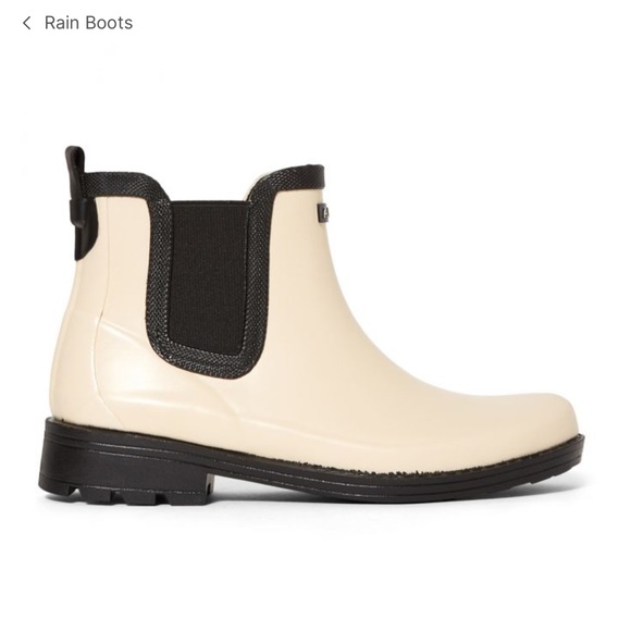 New in box; Aigle brand cream & black trim rain boots. Made in France - Picture 6 of 9